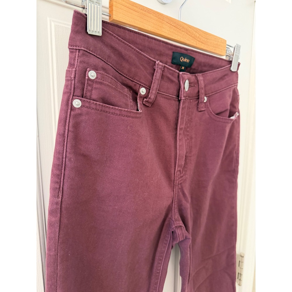 Quince Bella Stretch Straight Jeans Wine Tasting Burgundy Size 25 Cotton - Picture 3 of 8